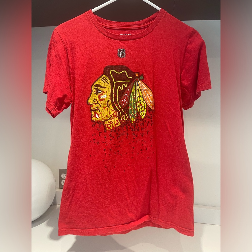Reebok NHL Chicago Blackhawks Patrick Kane no 88 cotton red T-Shirt men’s small